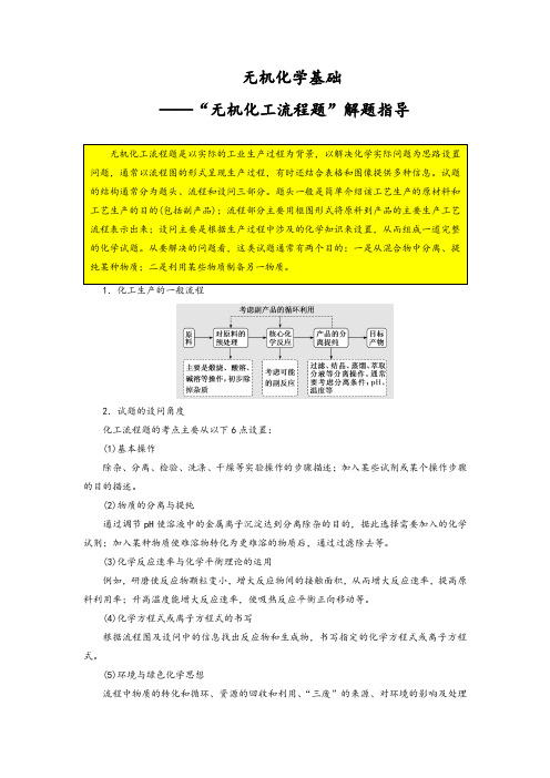 无机化学基础——“无机化工流程题”解题指导