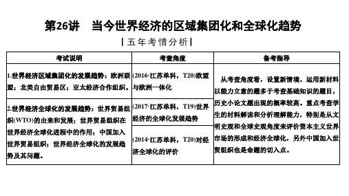 2020届高考历史(人民江苏版)一轮复习课件：专题十二 第26讲当今世界经济的区域集团化和全球化趋势 