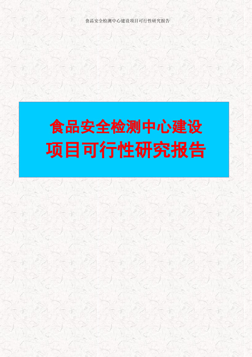 食品安全检测中心建设项目可行性研究报告