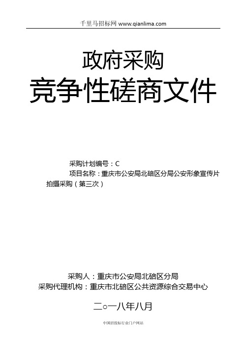 公安局分局公安形象宣传片及推广项目招投标书范本