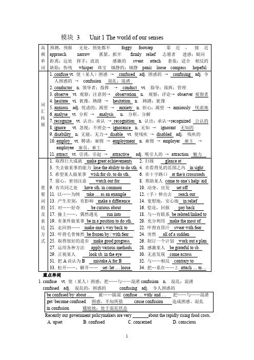 牛津高中英语模块三Unit1