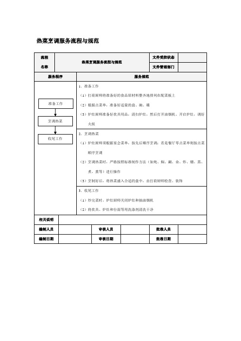 中餐热菜烹调服务流程与规范