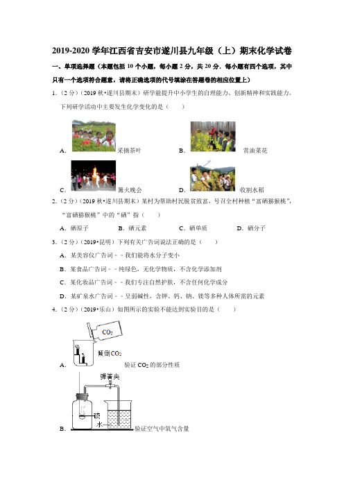 2019-2020学年江西省吉安市遂川县九年级(上)期末化学试卷