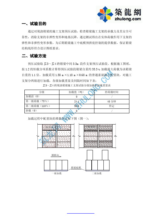 现浇箱梁施工支架预压试验报告