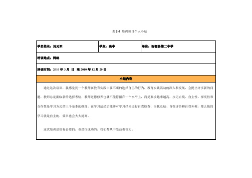 培训项目个人小结