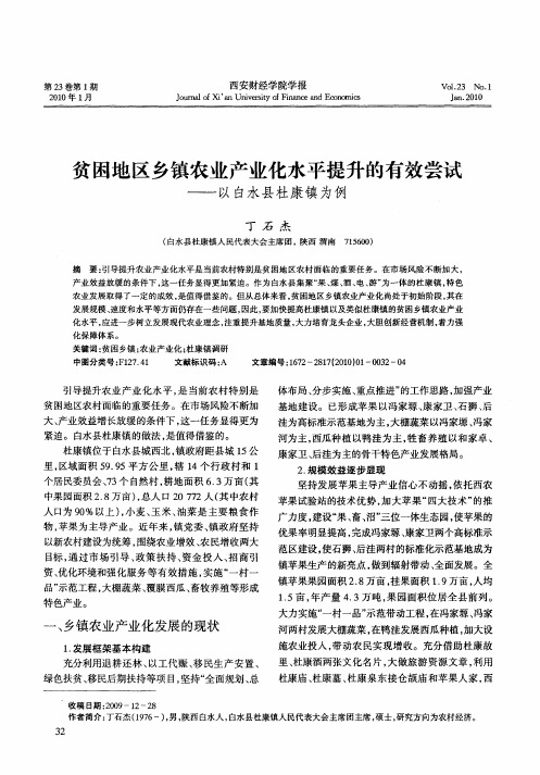 贫困地区乡镇农业产业化水平提升的有效尝试——以白水县杜康镇为例