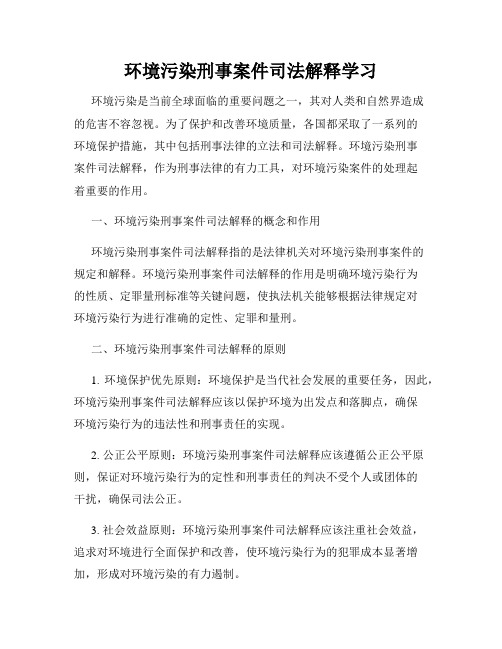 环境污染刑事案件司法解释学习