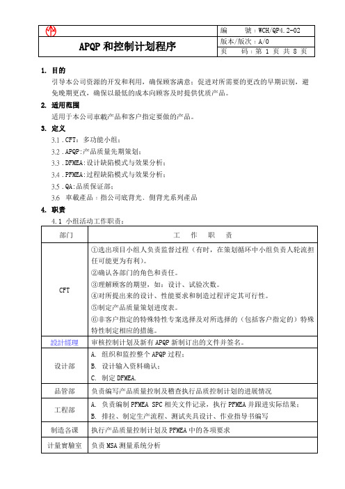 APQP控制程序C0