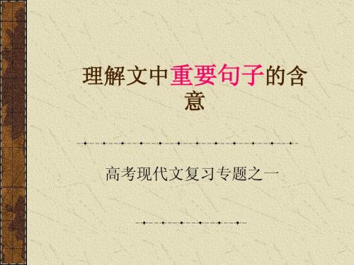 高考现代文复习专题-理解文中重要句子的含意