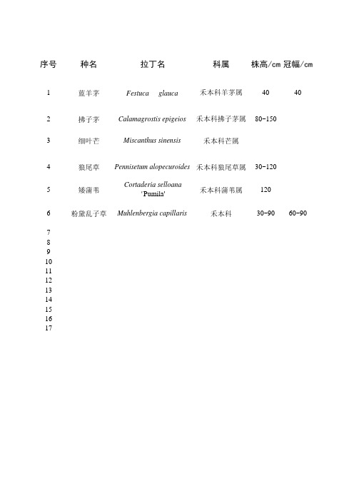 常见植物规格