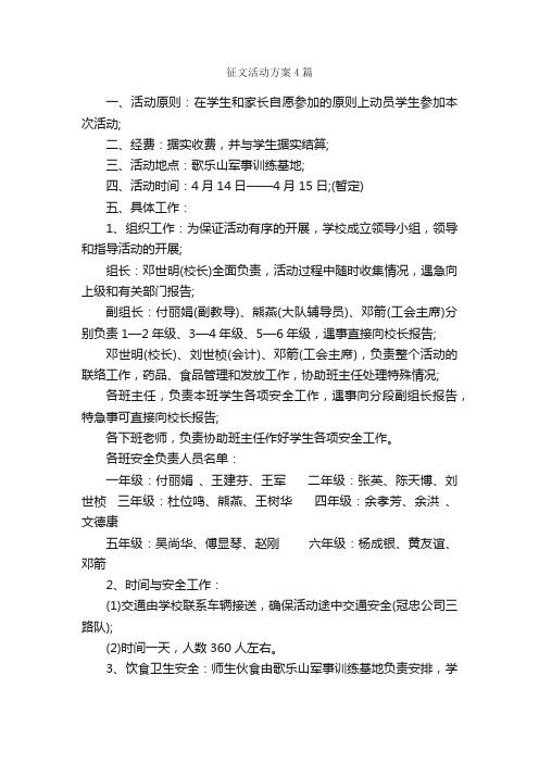 征文活动方案4篇_活动方案_