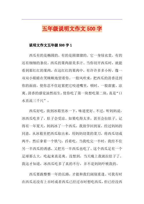五年级说明文作文500字