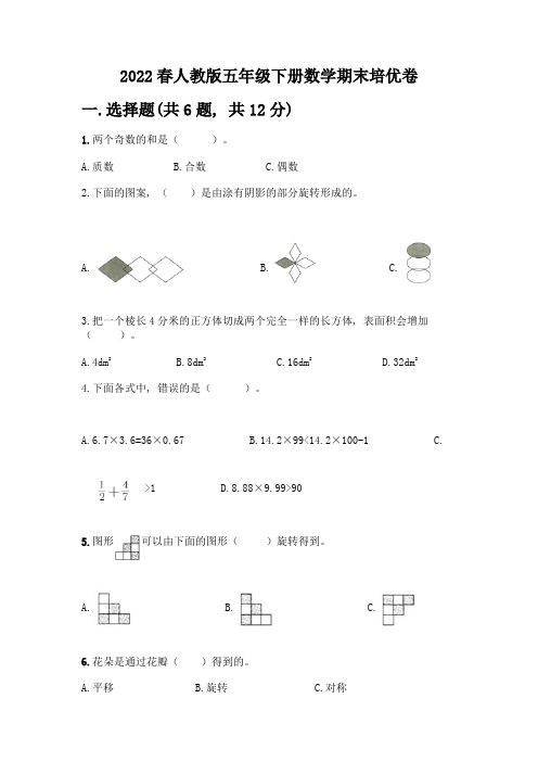 2022春人教版五年级下册数学期末培优卷有解析答案