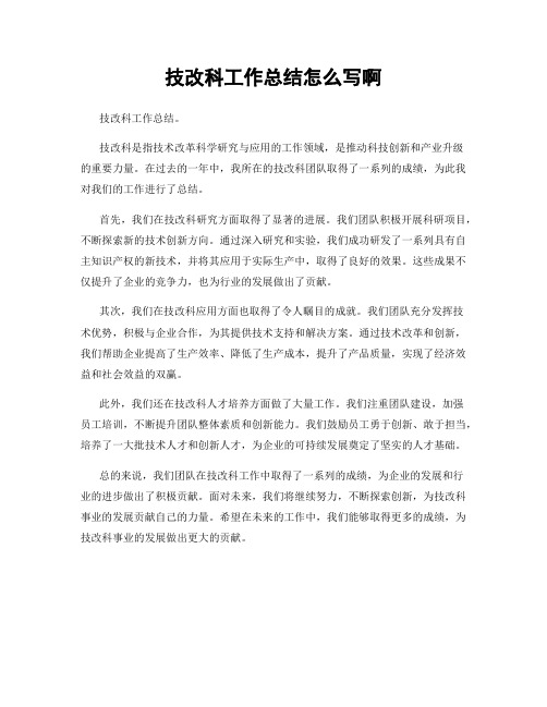 技改科工作总结怎么写啊