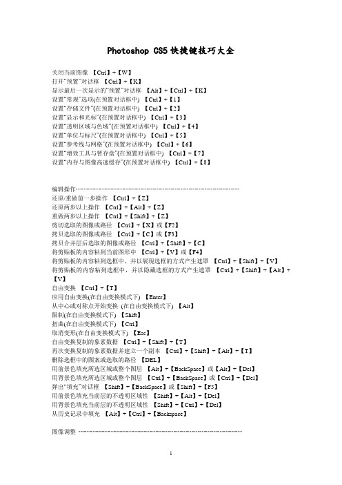 Photoshop CS5快捷键技巧大全