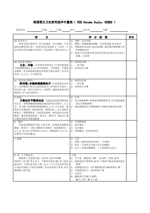 NIHSS_评分量表【范本模板】