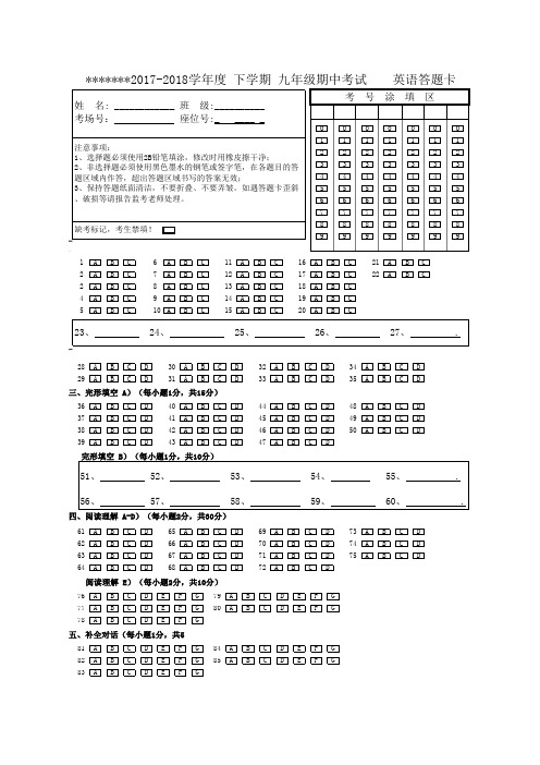 江西中考答题卡-通用型-电子表格制作