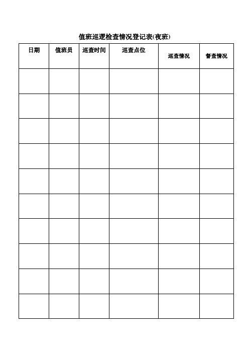 值班巡逻检查情况登记表