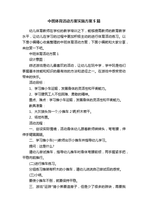 中班体育活动方案实施方案5篇