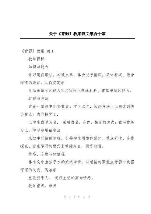 关于《背影》教案范文集合十篇