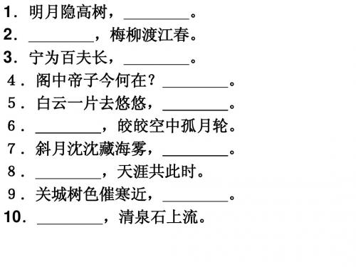 苏教版《唐诗宋词选读》名句100