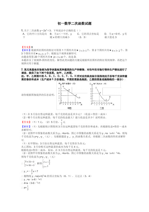 初一数学二次函数试题
