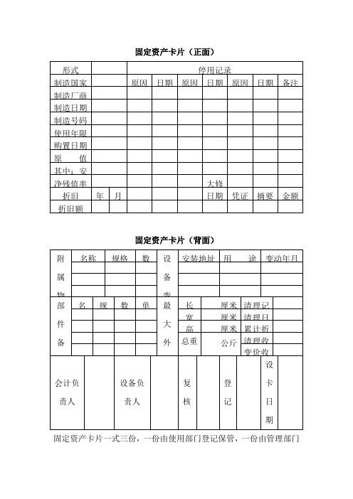 固定资产卡片