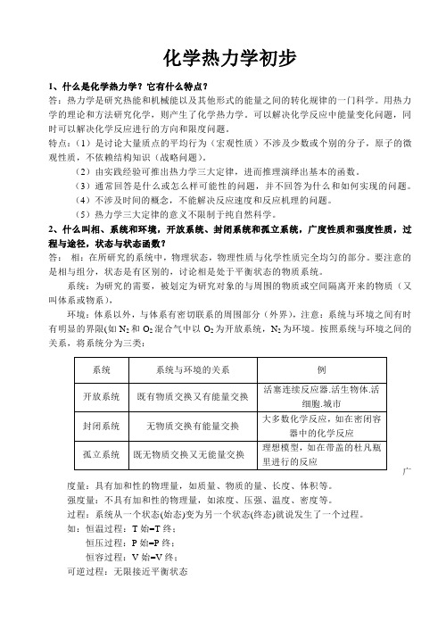 化学热力学初步问答