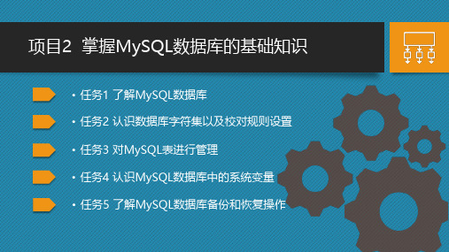 数据库技术项目化教程(基于MySQL)第二版 项目2  掌握MySQL数据库的基础知识