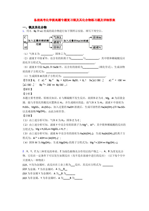 备战高考化学提高题专题复习镁及其化合物练习题及详细答案