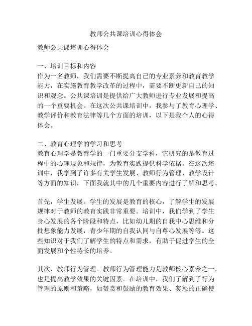 教师公共课培训心得体会