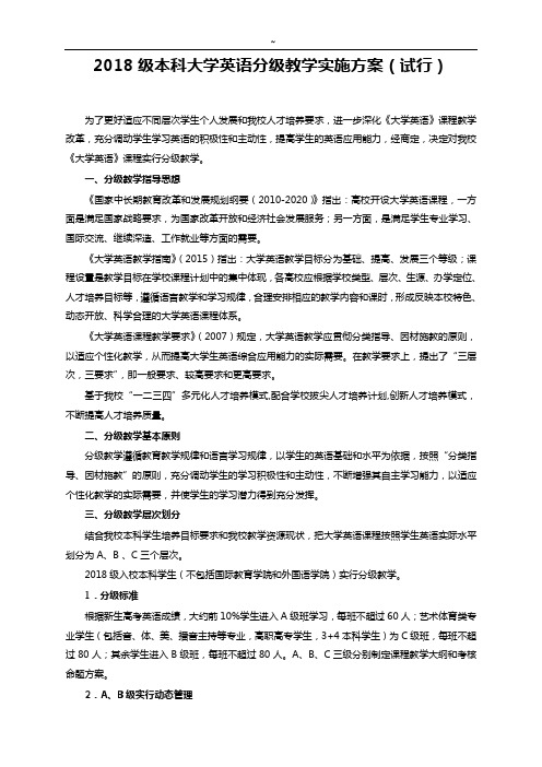 大学英语课程设置方案