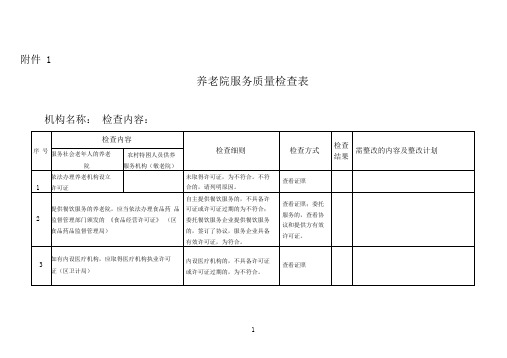 养老院服务质量检查表(二)