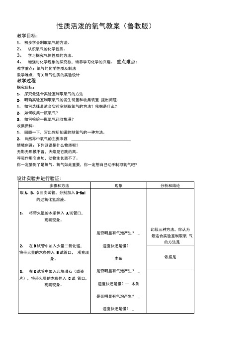 性质活泼的氧气