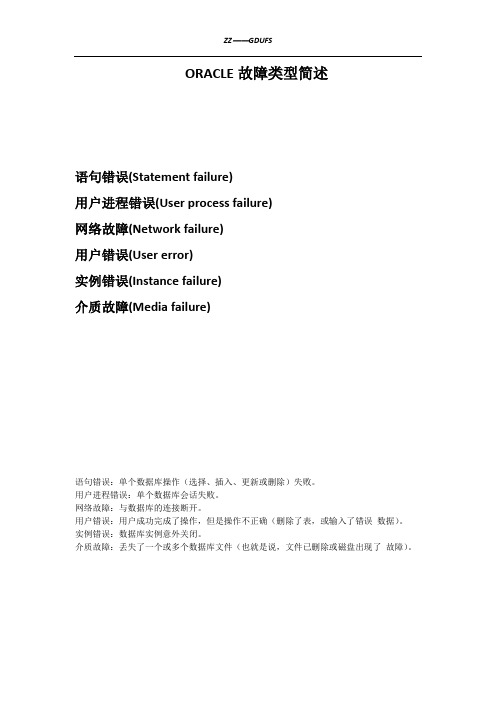 oracle 11g故障类型简述