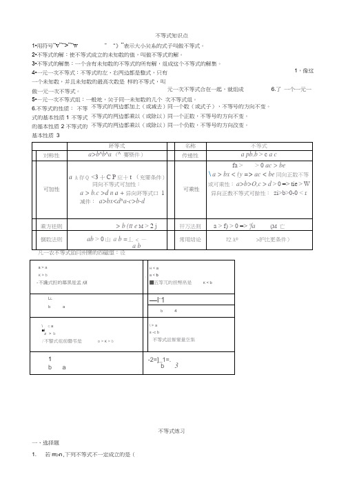 (完整)初一数学七下不等式所有知识点总结和常考题型练习题(2),推荐文档