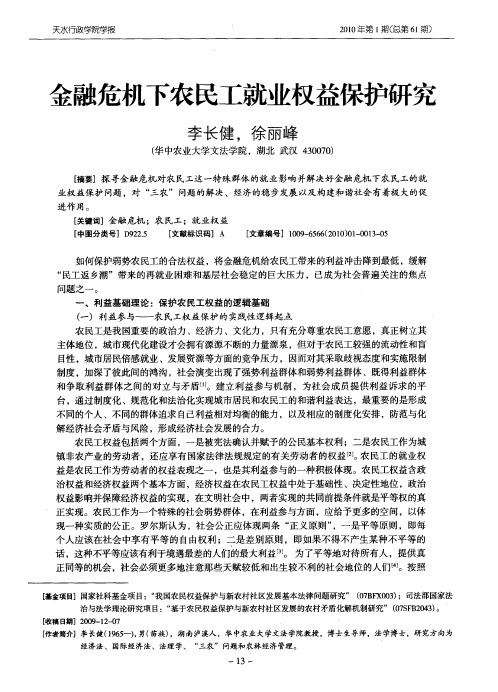 金融危机下农民工就业权益保护研究