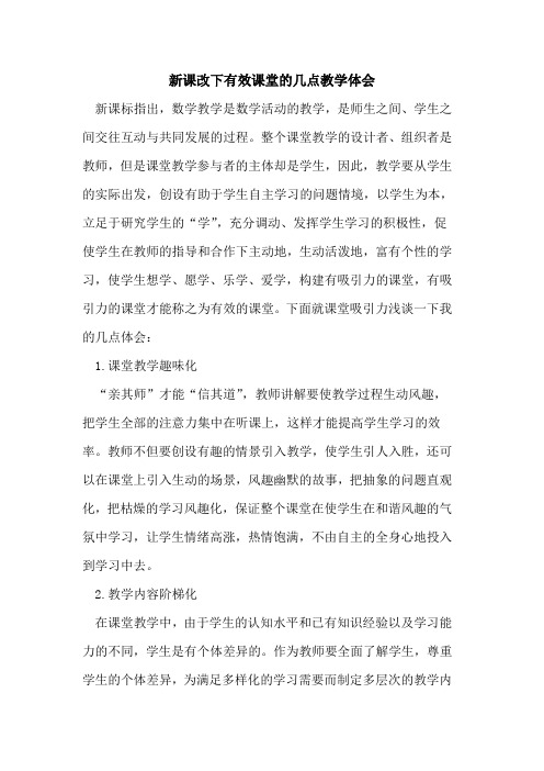 新课改下有效课堂的几点教学体会