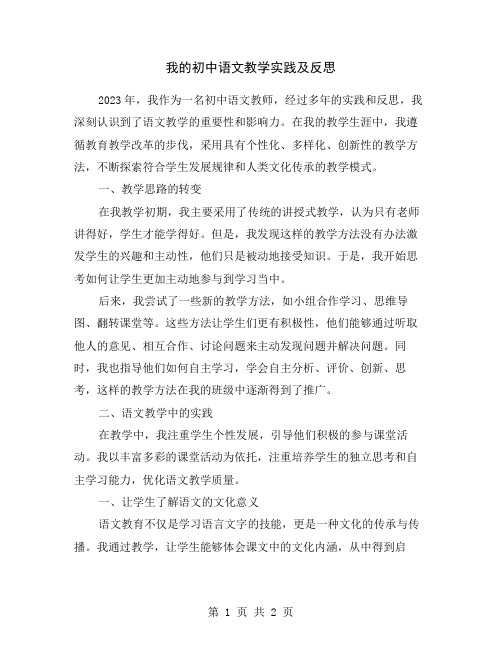 我的初中语文教学实践及反思