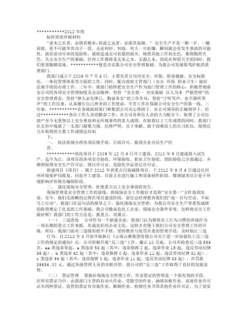 标杆班组汇报材料