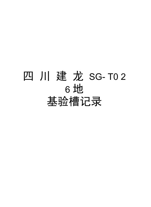 四川建龙SG-T026地基验槽记录说课讲解