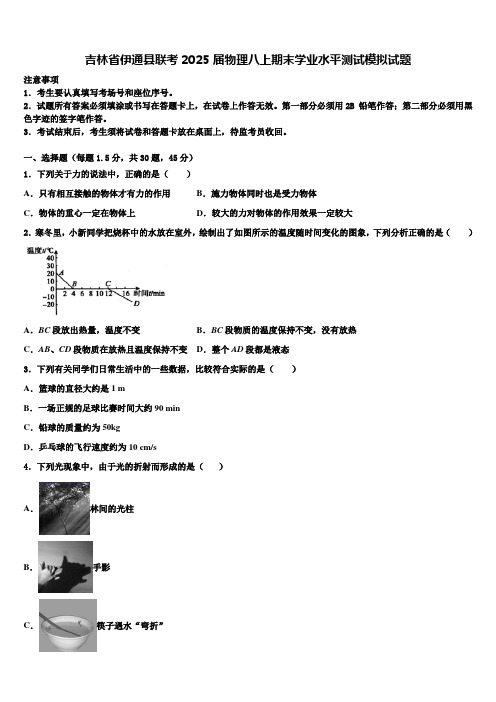 吉林省伊通县联考2025届物理八上期末学业水平测试模拟试题含解析