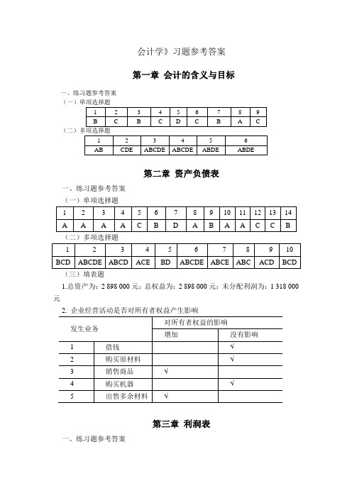 《会计学》巫绪芬版 课后答案