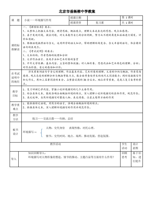 小说-环境描写作用教案