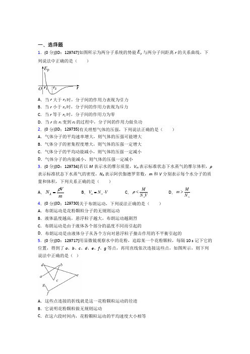 (典型题)高中物理选修三第一章《分子动理论》测试题(答案解析)(1)