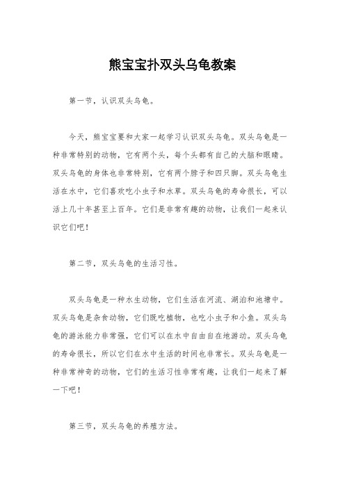 熊宝宝扑双头乌龟教案