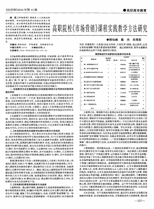 高职院校《市场营销》课程实践教学方法研究