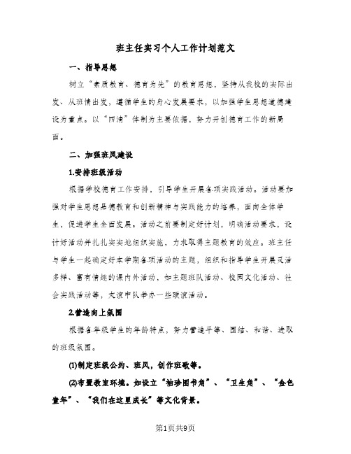 班主任实习个人工作计划范文(3篇)