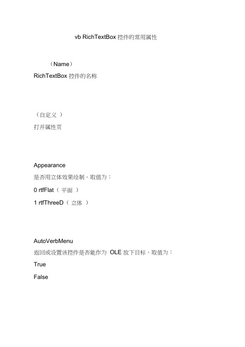 vbRichTextBox控件的常用属性