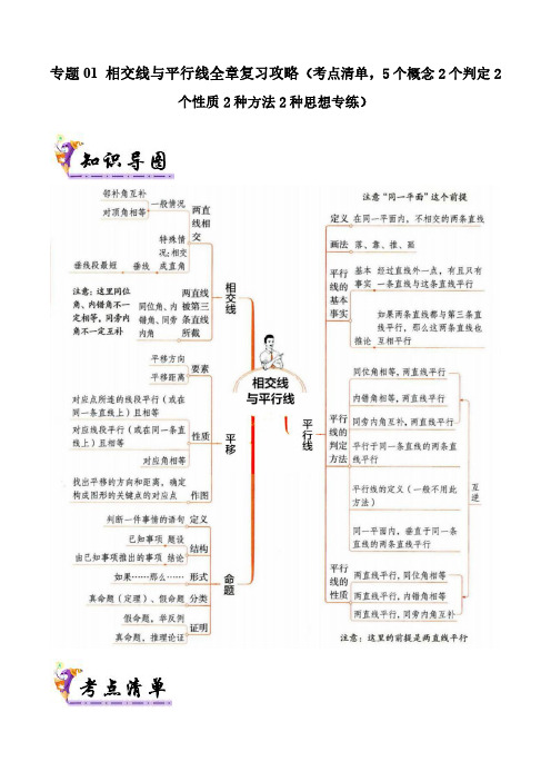 专题01 相交线与平行线全章复习攻略(考点清单)解析版-2024学年7下数学期末考点大串讲(人教版)